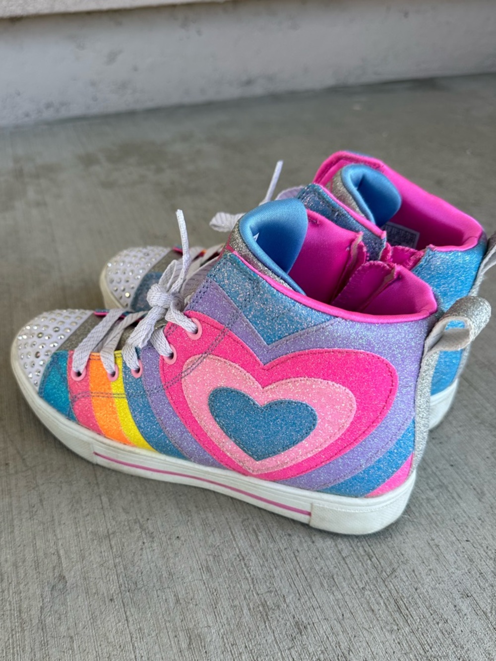 GUC Skechers Girls Twinkle Toes Heart Pop Light Up High-Top Sneakers size 3 - Picture 5 of 10